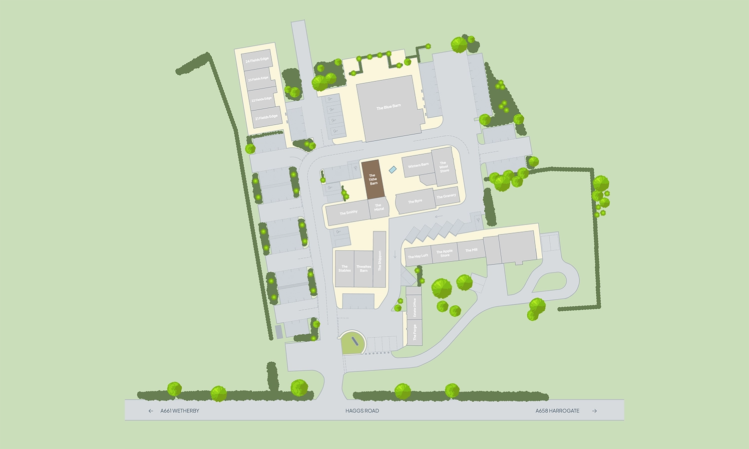 The Tithe Barn Estate map at Rudding Estate