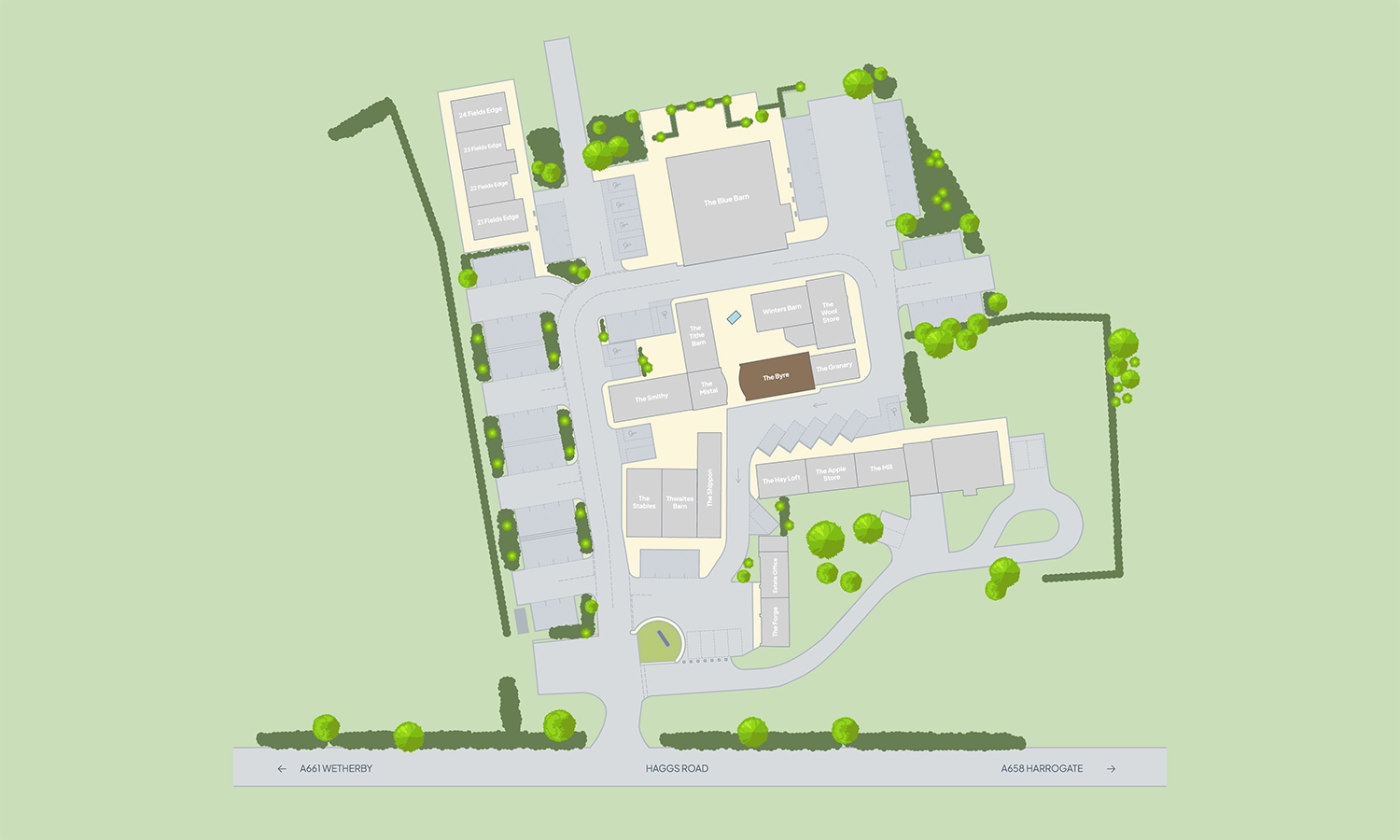 The Byre estate map at Rudding Estate